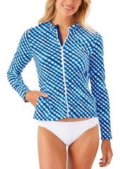 Tommy Bahama Harbour Island Front Zip Rashguard in Azure Blue at Nordstrom