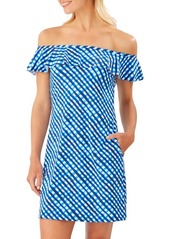 Tommy Bahama Harbour Island Off the Shoulder Ruffle Spa Dress in Azure Blue at Nordstrom