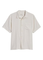 Tommy Bahama Herringbone Short Sleeve Silk Button-Up Camp Shirt in Continental at Nordstrom