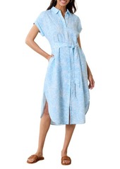 Tommy Bahama High Tide Hibiscus Print Linen Midi Shirtdress