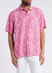 Tommy Bahama Hight Tide Hibiscus Print Short Sleeve Silk Button-Up Shirt