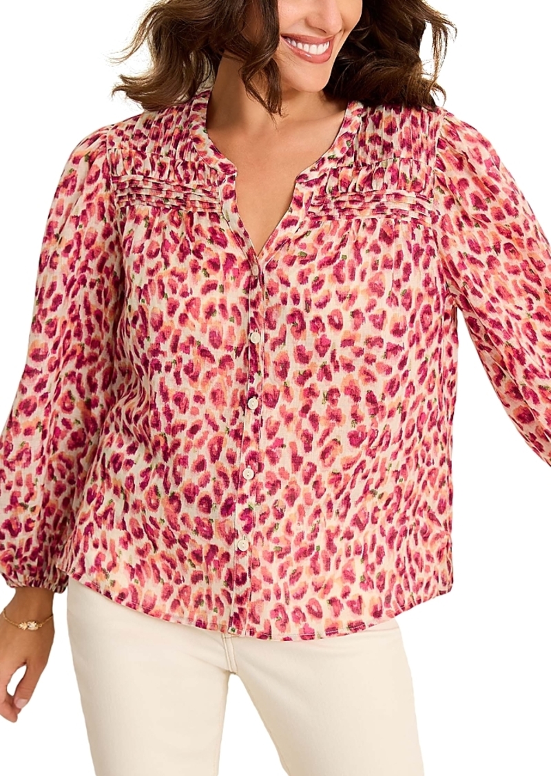 Tommy Bahama Jeweled Jaguar Long Sleeve Blouse