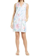 Tommy Bahama Maya Meadows Floral Linen Minidress in White at Nordstrom