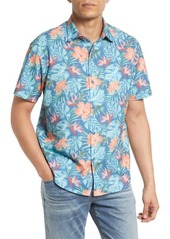 Tommy Bahama Men's Bahama Coast Echo Fronds Stretch Performance Short Sleeve Button-Up Shirt in Dutch Blue at Nordstrom