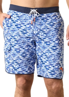 "Tommy Bahama Men's Baja Printed Drawstring 9"" Swim Trunks - Blue Cove"