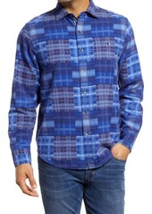 Tommy Bahama Men's Canyon Beach Patchwork Stretch Cotton Button-Up Shirt in Cobalt Sea at Nordstrom
