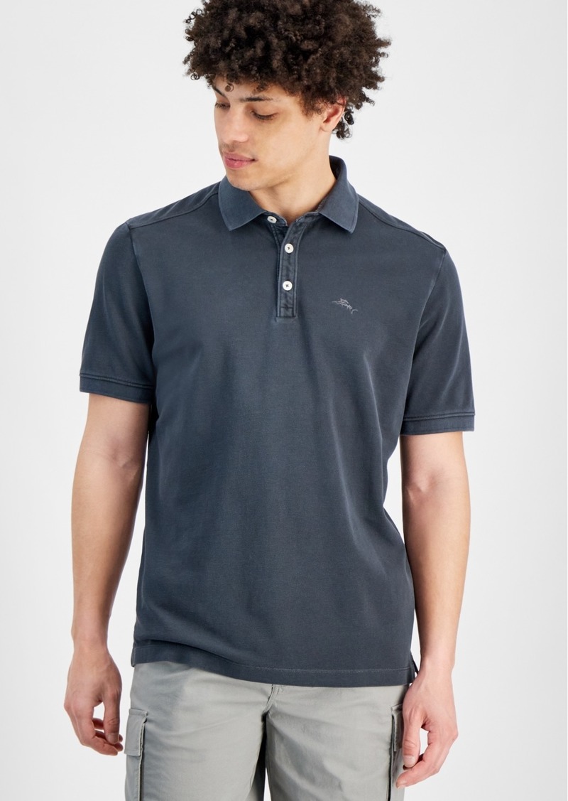 Tommy Bahama Men's Lookout Washed Solid Short-Sleeve Polo Shirt - Coal