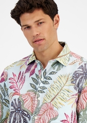 Tommy Bahama Men's Sand Linen Retro Vines Short Sleeve Printed Shirt - Aqua Aloha