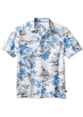 Tommy Bahama Men's Waikiki Waves IslandZone Moisture-Wicking Tropical Print Polo Shirt - Infinity Pool