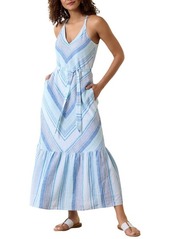 Tommy Bahama Ocean Reverie Chevron Stripe Linen Maxi Sundress