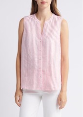 Tommy Bahama Ocean Surf Stripe Sleeveless Linen Button-Up Shirt