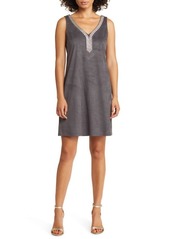 Tommy Bahama Salina Sands Embellished Faux Suede Shift Dress