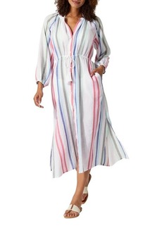 Tommy Bahama Stripe Long Sleeve Cotton Blend Cover-Up Dress