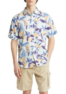 Tommy Bahama Tortola Aqua Isles Floral Short Sleeve Button-Up Shirt
