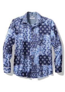 Tommy Bahama Tortola Bandana Blues Mixed Print Short Sleeve Button-Up Shirt