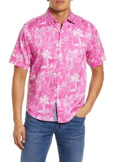 Tommy Bahama Tortola Monkey Sea Monkey Dew Short Sleeve Button-Up Shirt in Very Berry at Nordstrom