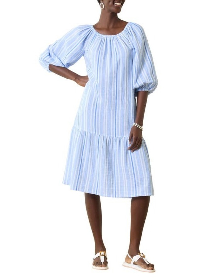 Tommy Bahama Vill Solstice Stripe Off the Shoulder Cotton Midi Dress