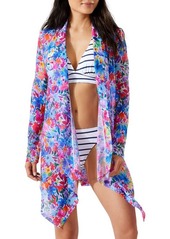 Tommy Bahama Watercolor Floral Open Front Cover-Up Shirt in Multi at Nordstrom