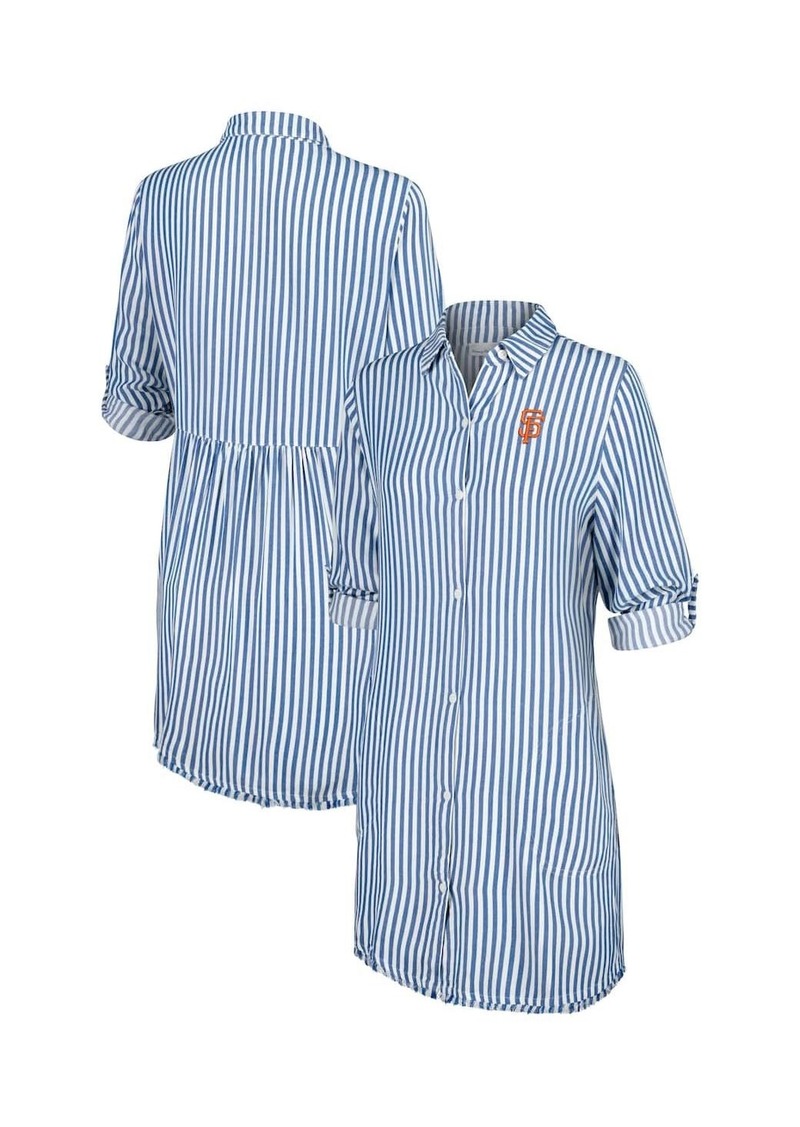 Tommy Bahama Women's White/Blue San Francisco Giants Chambray Stripe Button-Up Dress - White, Blue