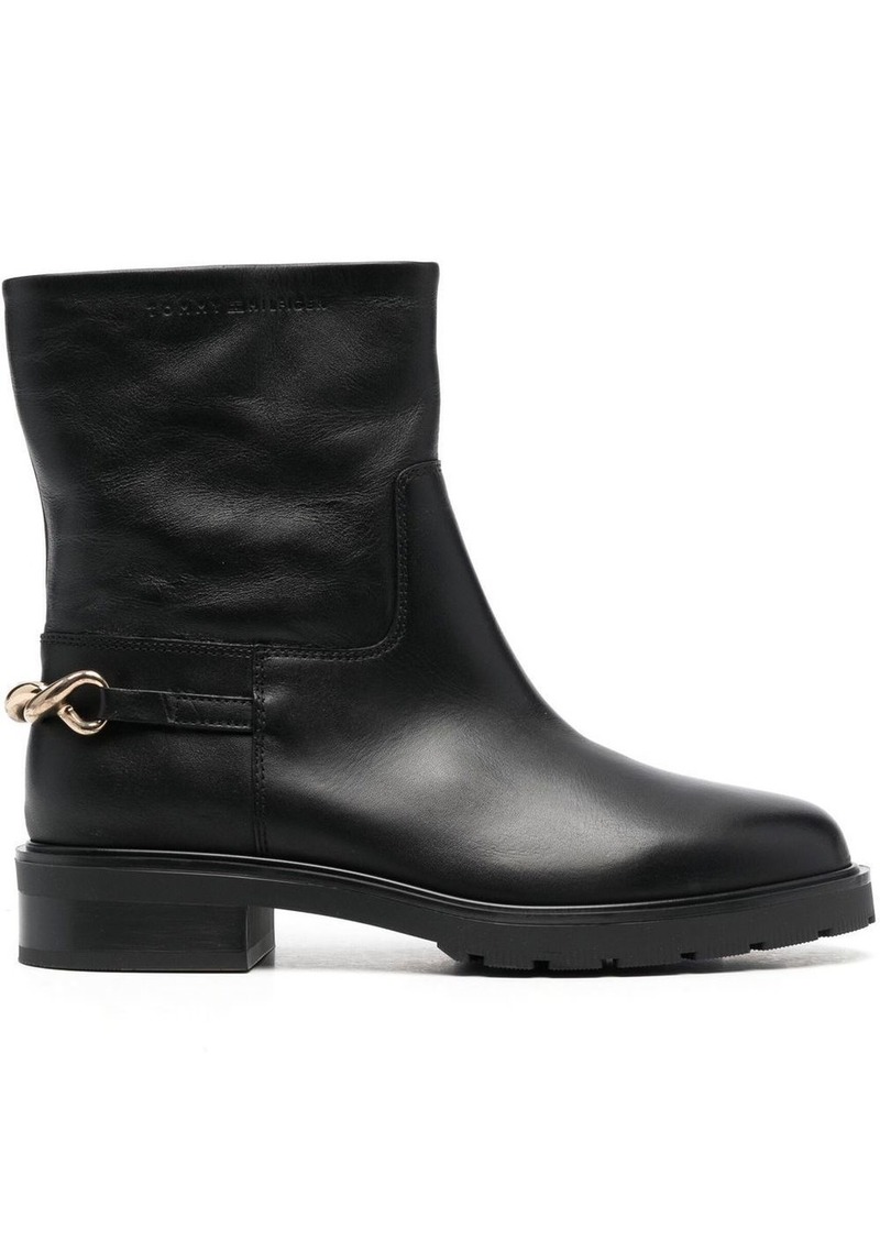 Tommy Hilfiger chain detail leather ankle boots