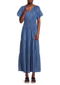 Tommy Hilfiger Chambray Maxi Tiered Dress