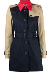Tommy Hilfiger colour-block cotton trench coat