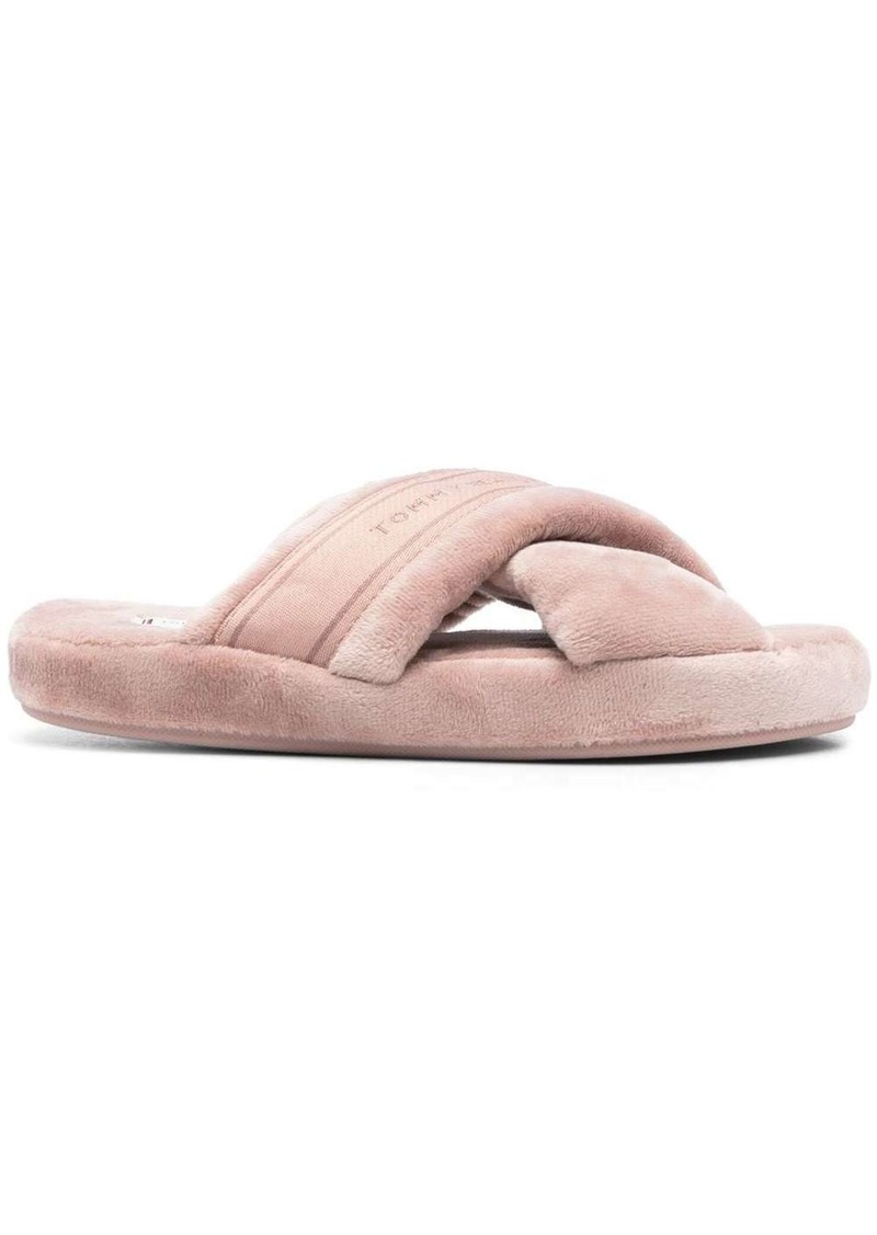 Tommy Hilfiger crossover straps faux-fur slippers