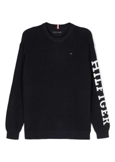 Tommy Hilfiger intarsia-knit logo cotton jumper