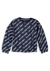 Tommy Hilfiger Kid's Logo-Print Cotton-Blend Sweatshirt