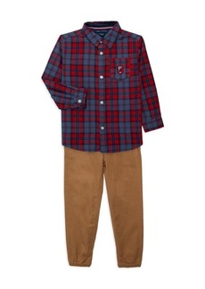 Tommy Hilfiger ​Little Boy&#8217;s 2-Piece Plaid Shirt & Pants Set