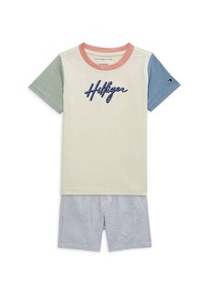 Tommy Hilfiger Little Boy's 2-Piece Colorblock Tee & Shorts Set