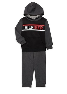 Tommy Hilfiger Little Boy's 2-Piece Fleece Logo Graphic Hoodie & Joggers Set