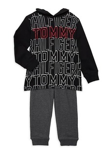 Tommy Hilfiger Little Boy's 2-Piece Logo-Print Hoodie & Joggers Set