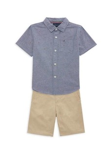 Tommy Hilfiger Little Boy's 2-Piece Logo Shirt & Shorts Set