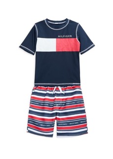 Tommy Hilfiger Little Boy's 2-Piece Logo Tee & Striped Shorts Set