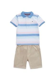 Tommy Hilfiger Little Boy's 2-Piece Striped Polo & Shorts Set