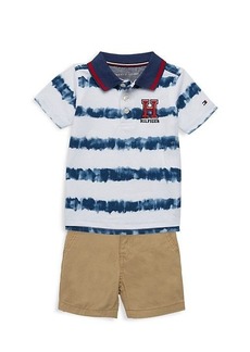Tommy Hilfiger Little Boy's 2-Piece Striped Tie-Dye Polo & Shorts Set