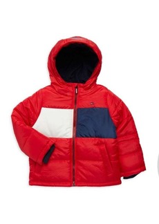 Tommy Hilfiger Little Boy's Logo Colorblock Hooded Puffer Jacket