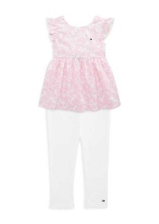 Tommy Hilfiger Little Girl's 2-Piece Floral Top & Ribbed Pants Set