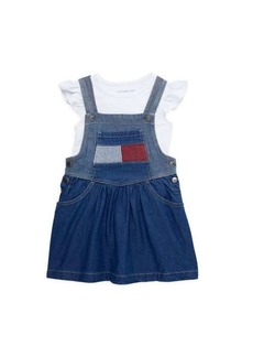 Tommy Hilfiger Little Girl's 2-Piece Logo Tee & Denim Dress Set