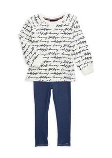 Tommy Hilfiger Little Girl's 2-Piece Print Sweatshirt & Pants Set