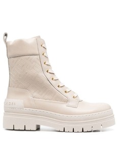 Tommy Hilfiger logo-embroidered lace-up boots