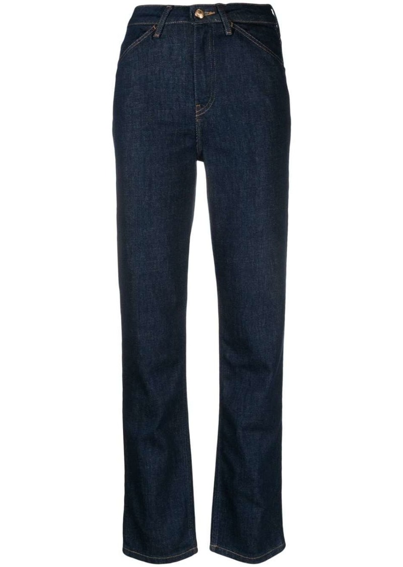 Tommy Hilfiger logo-patch high-rise straight-leg jeans