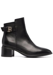 Tommy Hilfiger logo-plaque heeled leather ankle boots