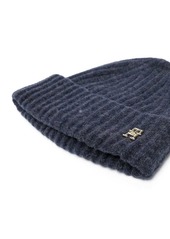 Tommy Hilfiger logo-plaque ribbed knit beanie