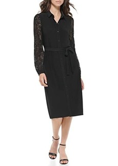 Tommy Hilfiger Long Sleeve Jersey Shirtdress with Lace Sleeve