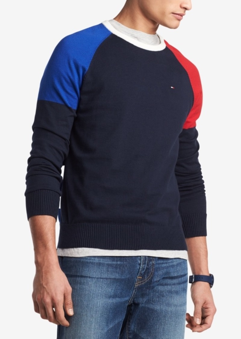 Tommy Hilfiger Men's Perry Colorblocked Raglan-Sleeve Sweater, Created ...