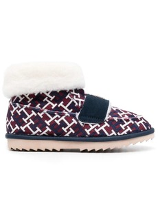Tommy Hilfiger monogram fleece-trim slippers