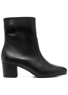 Tommy Hilfiger monogram-plaque leather ankle boots
