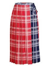 Tommy Hilfiger Pleated Madras Wrap Skirt